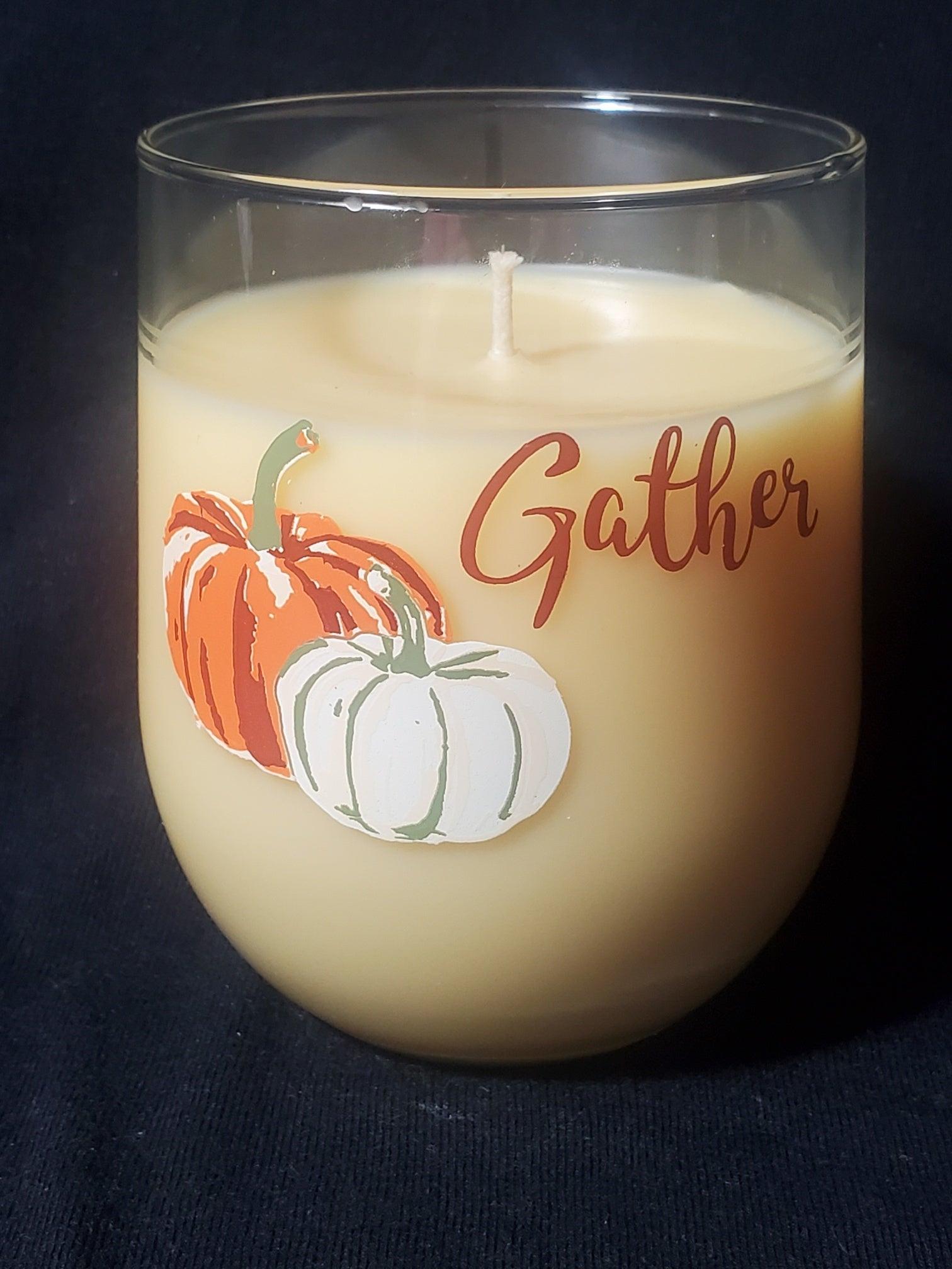 12oz. Wine Glass Candle - Pumpkin Cheese Cake Stem Flamingwick Candles & Wax Melts   