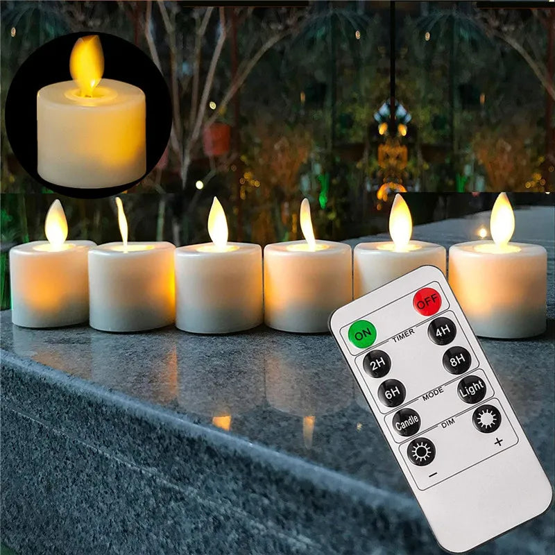 4 or 6 Flameless Moving Wick Candles With Remote Control Realistic Christmas Church Wedding Fake Electronic Candle LED Wedding LED Candles Flaming Wick Candle Shop   