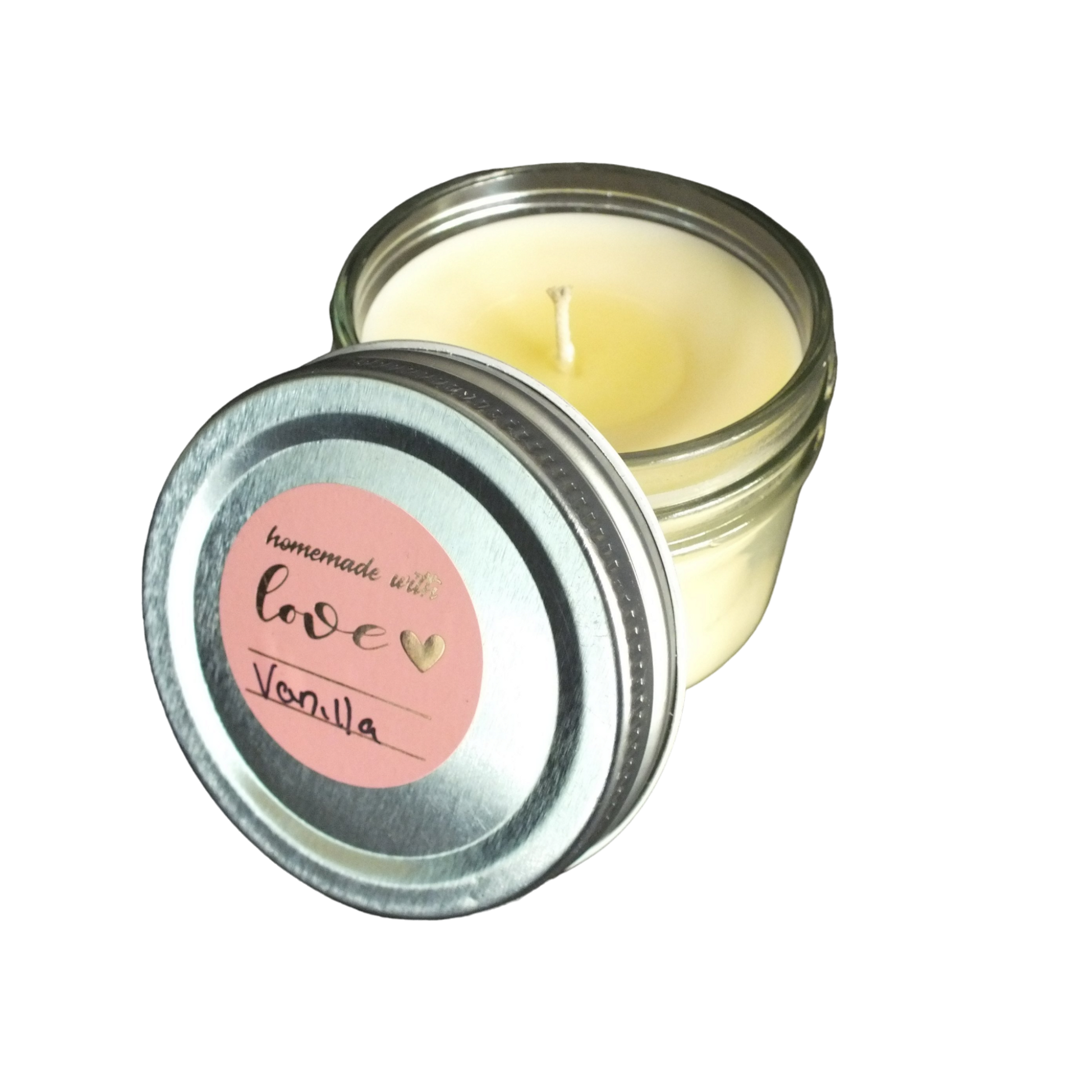 4oz. Mason Jar Candle - Vanilla Mason Jar Candles Flaming Wick Candle Shop