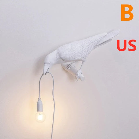 Creative Auspicious Bird Resin Wall Lamp Decoration light FlamingWick - Home Décor White B US