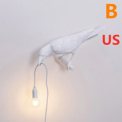 Creative Auspicious Bird Resin Wall Lamp Decoration light FlamingWick - Home Décor White B US