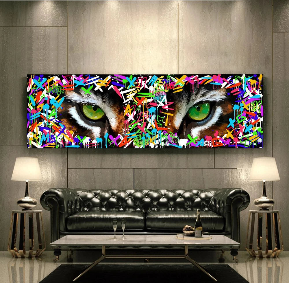 Graffiti Art Tiger's eye Paintings wall art FlamingWick Home Décor