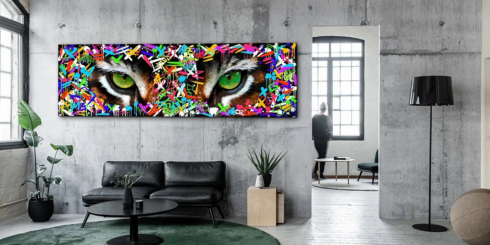 Graffiti Art Tiger's eye Paintings wall art FlamingWick Home Décor