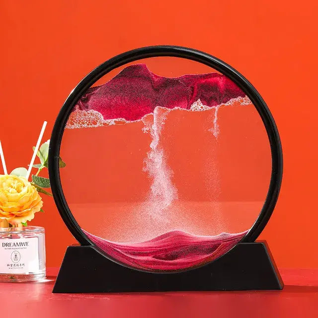 Round 3D Moving Sand Art Decor FlamingWick - Home Décor