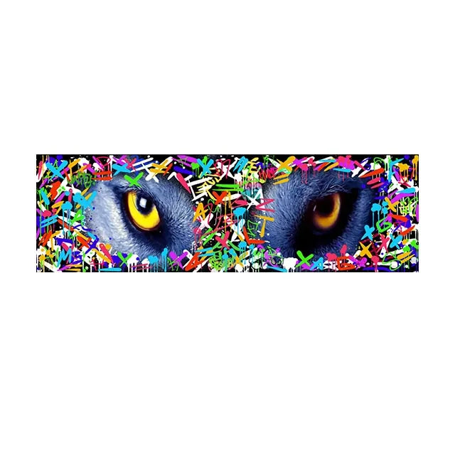 Graffiti Art Tiger's eye Paintings wall art FlamingWick Home Décor green 50x150cm no frame