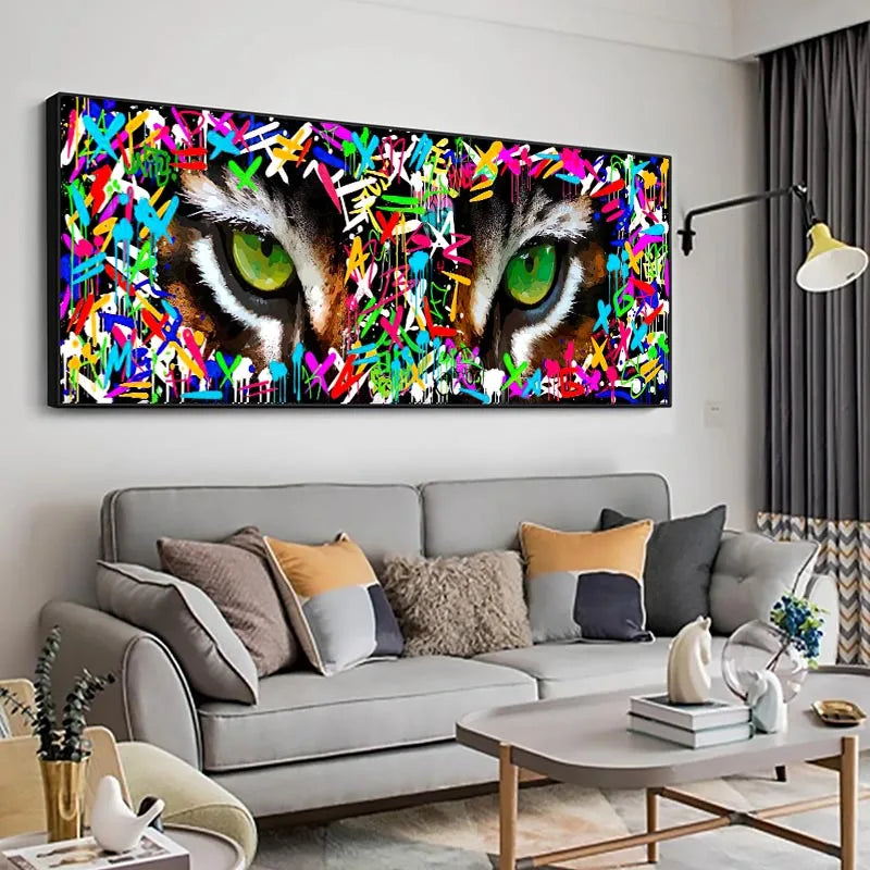 Graffiti Art Tiger's eye Paintings wall art FlamingWick Home Décor