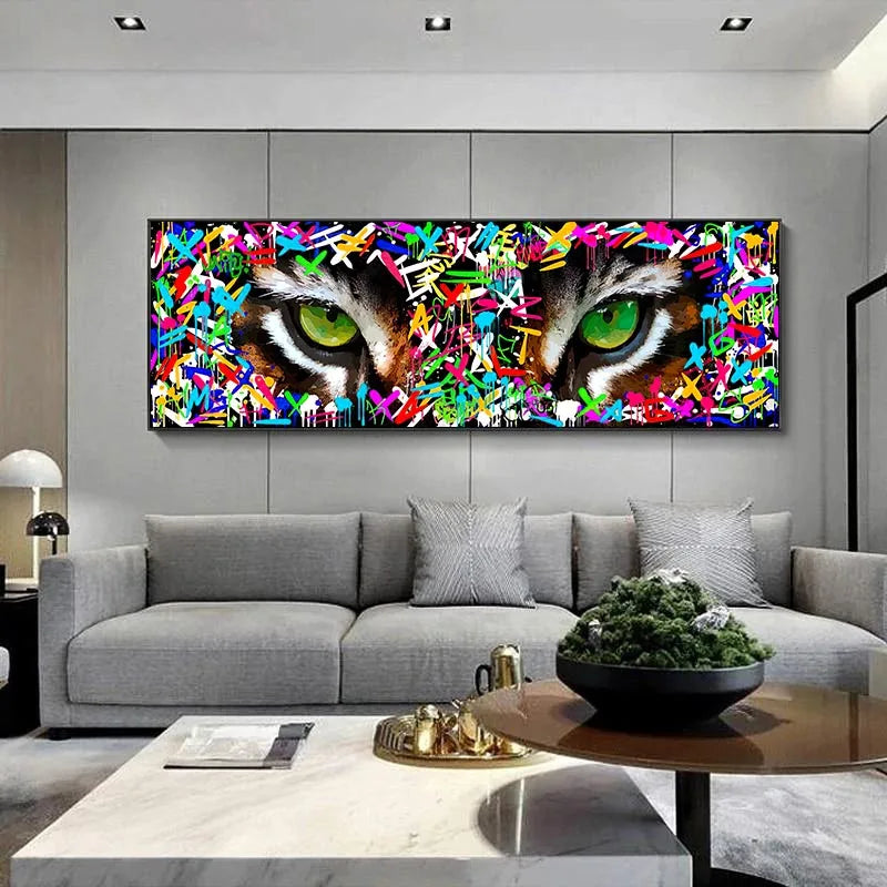 Graffiti Art Tiger's eye Paintings wall art FlamingWick Home Décor