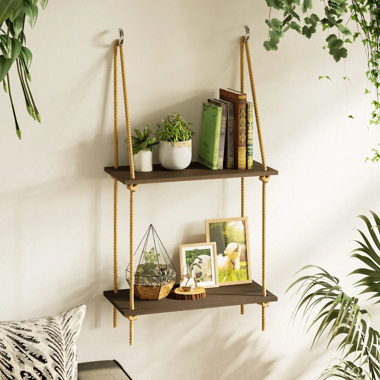 Hanging Shelves storage shelving FlamingWick - Home Décor black