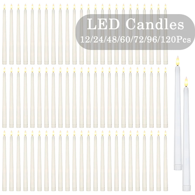 160-12Pcs LED Taper Candle with Flickering Flame Flameless Battery Operated Candles for Wedding Valentine Dinner Decoration  Flaming Wick Candle Shop