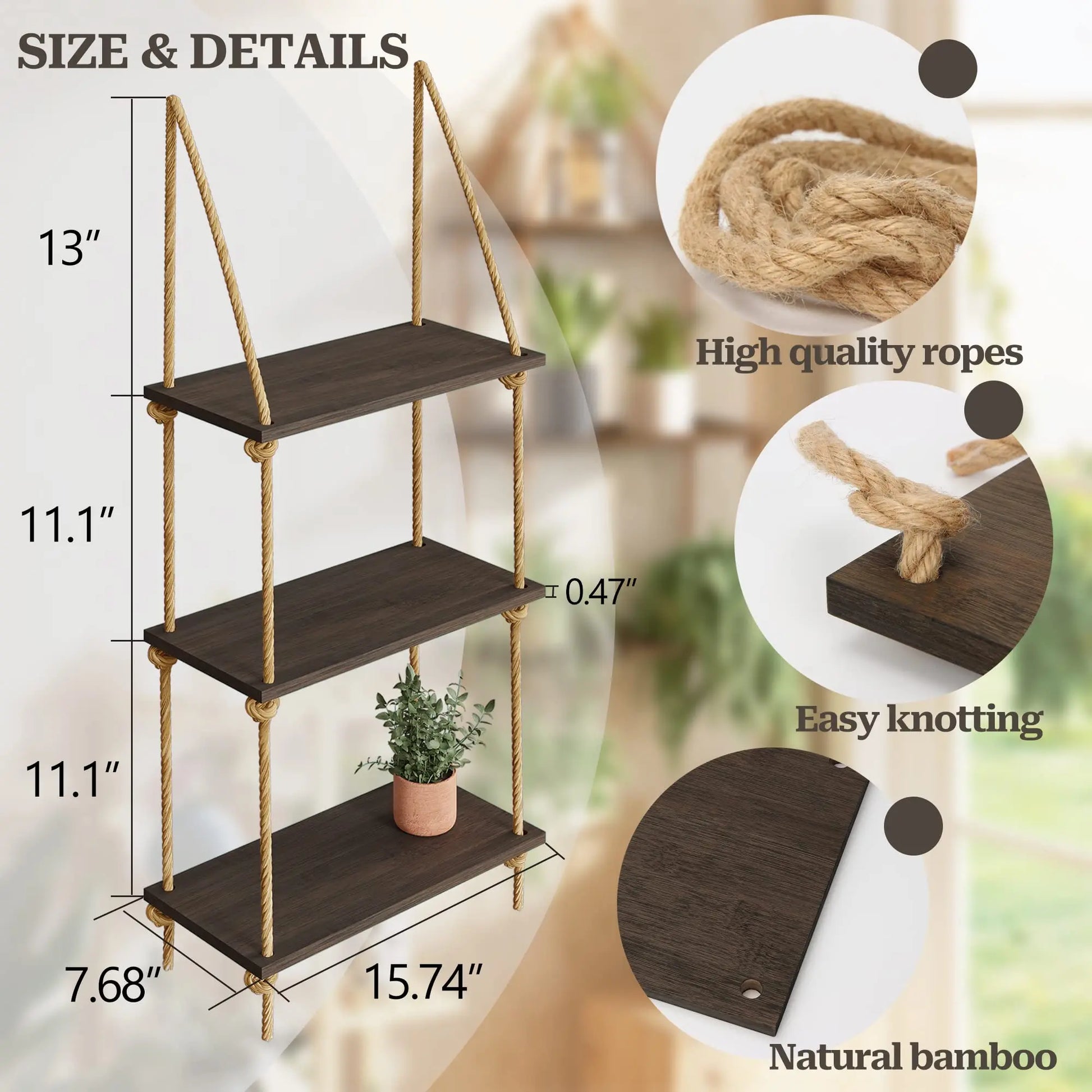 Hanging Shelves storage shelving FlamingWick - Home Décor