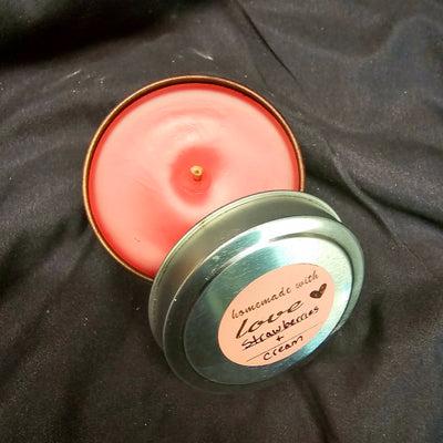 8oz. Candle Tin - Strawberries & Cream Travel Tin Candle FlamingWick Candles & Wax Melts