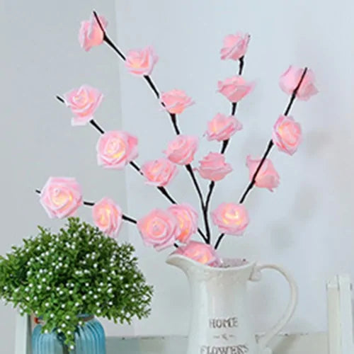 Willow Branch Lights lighting FlamingWick - Home Décor Pink Rose