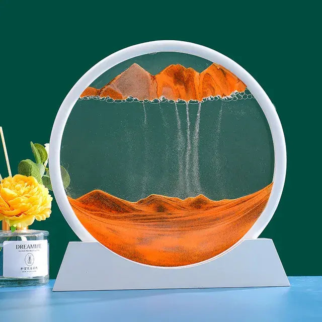 Round 3D Moving Sand Art Decor FlamingWick - Home Décor