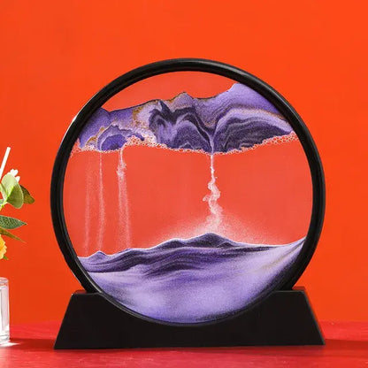 Round 3D Moving Sand Art Decor FlamingWick - Home Décor