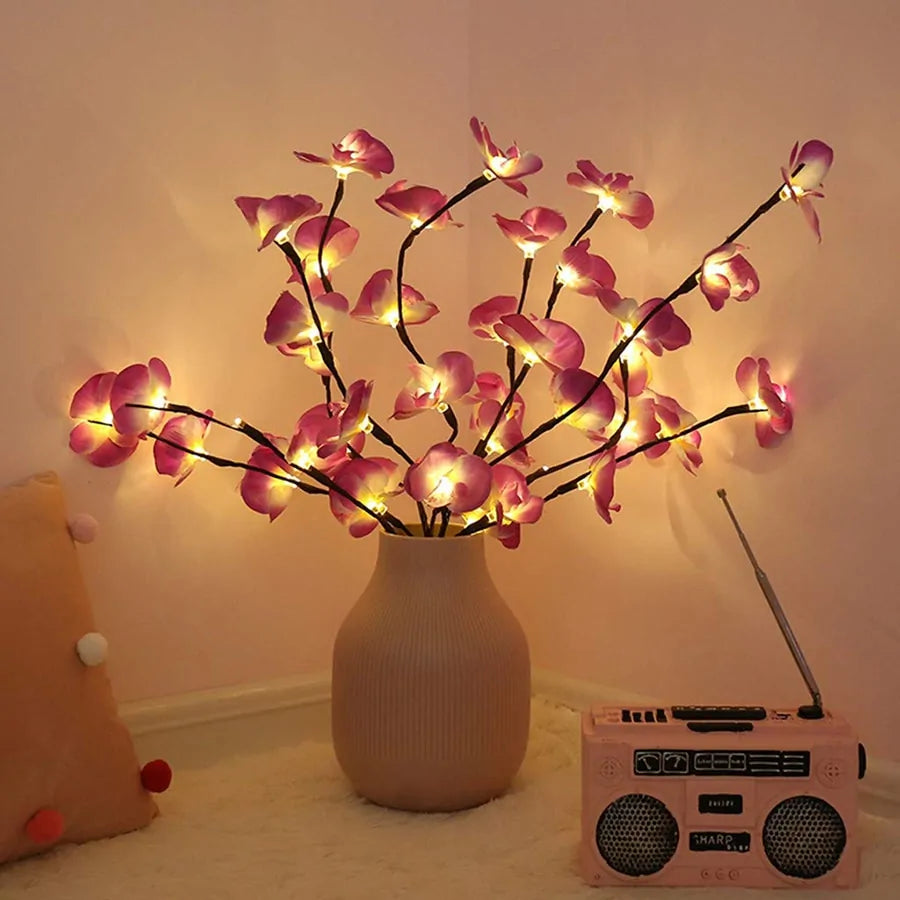 Willow Branch Lights lighting FlamingWick - Home Décor Pink Orchid